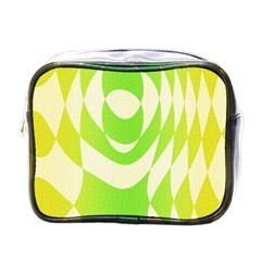 Green Shapes Canvas                              Mini Toiletries Bag (one Side) by LalyLauraFLM