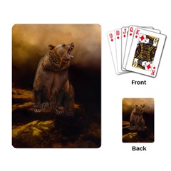 Roaring Grizzly Bear Playing Card by gatterwe