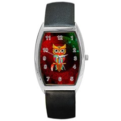 Cute Owl, Mandala Design Barrel Style Metal Watch by FantasyWorld7