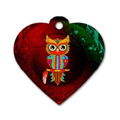 Cute Owl, Mandala Design Dog Tag Heart (one Side) by FantasyWorld7