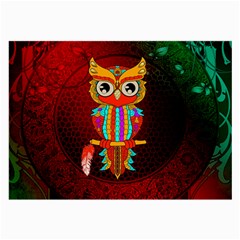 Cute Owl, Mandala Design Large Glasses Cloth by FantasyWorld7