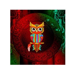 Cute Owl, Mandala Design Small Satin Scarf (square) by FantasyWorld7