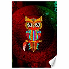 Cute Owl, Mandala Design Canvas 24  X 36  by FantasyWorld7