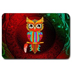 Cute Owl, Mandala Design Large Doormat  by FantasyWorld7