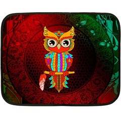 Cute Owl, Mandala Design Fleece Blanket (mini) by FantasyWorld7