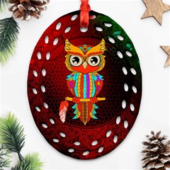 Cute Owl, Mandala Design Oval Filigree Ornament (two Sides) by FantasyWorld7