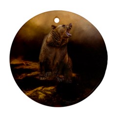 Roaring Grizzly Bear Ornament (round) by gatterwe