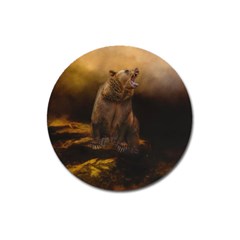 Roaring Grizzly Bear Magnet 3  (round)