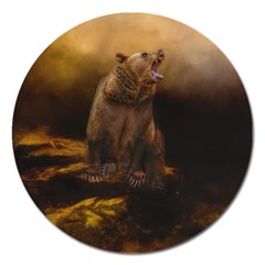 Roaring Grizzly Bear Magnet 5  (round)