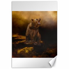 Roaring Grizzly Bear Canvas 12  X 18   by gatterwe