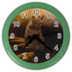 Roaring Grizzly Bear Color Wall Clocks