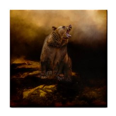 Roaring Grizzly Bear Face Towel