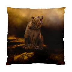 Roaring Grizzly Bear Standard Cushion Case (two Sides) by gatterwe