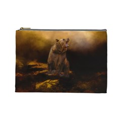 Roaring Grizzly Bear Cosmetic Bag (large)  by gatterwe