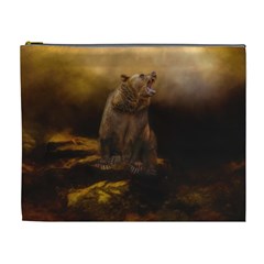 Roaring Grizzly Bear Cosmetic Bag (xl) by gatterwe