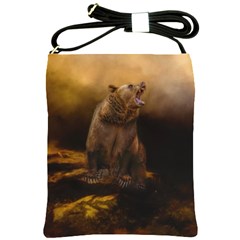 Roaring Grizzly Bear Shoulder Sling Bags by gatterwe