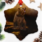 Roaring Grizzly Bear Snowflake Ornament (Two Sides) Back