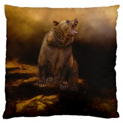 Roaring Grizzly Bear Large Cushion Case (two Sides) by gatterwe