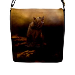 Roaring Grizzly Bear Flap Messenger Bag (l)  by gatterwe