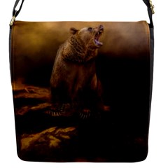 Roaring Grizzly Bear Flap Messenger Bag (s) by gatterwe