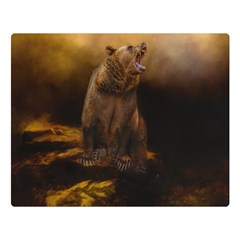 Roaring Grizzly Bear Double Sided Flano Blanket (large)  by gatterwe