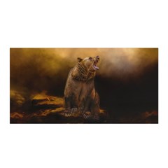 Roaring Grizzly Bear Satin Wrap by gatterwe