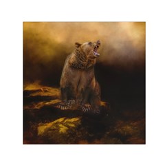 Roaring Grizzly Bear Small Satin Scarf (square)  by gatterwe