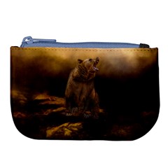 Roaring Grizzly Bear Large Coin Purse by gatterwe