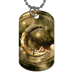 Steampunk Lady  In The Night With Moons Dog Tag (two Sides) by FantasyWorld7