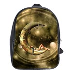 Steampunk Lady  In The Night With Moons School Bag (Large) Front