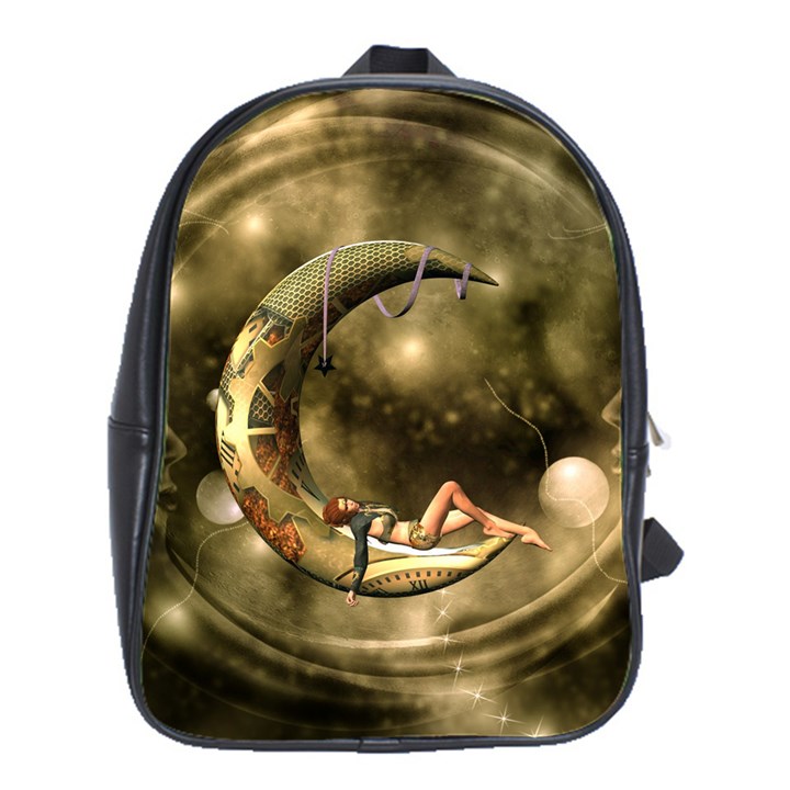 Steampunk Lady  In The Night With Moons School Bag (Large)