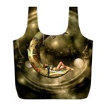 Steampunk Lady  In The Night With Moons Full Print Recycle Bags (L)  Front