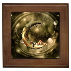 Steampunk Lady  In The Night With Moons Framed Tiles by FantasyWorld7