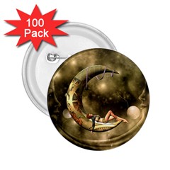 Steampunk Lady  In The Night With Moons 2 25  Buttons (100 Pack)  by FantasyWorld7