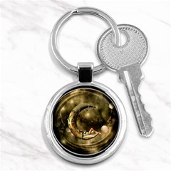 Steampunk Lady  In The Night With Moons Key Chains (round)  by FantasyWorld7