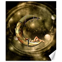 Steampunk Lady  In The Night With Moons Canvas 20  X 24   by FantasyWorld7