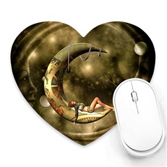 Steampunk Lady  In The Night With Moons Heart Mousepads by FantasyWorld7