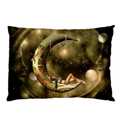 Steampunk Lady  In The Night With Moons Pillow Case by FantasyWorld7