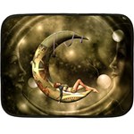 Steampunk Lady  In The Night With Moons Fleece Blanket (Mini) 35 x27  Blanket