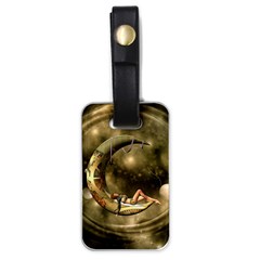 Steampunk Lady  In The Night With Moons Luggage Tags (one Side)  by FantasyWorld7