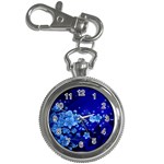 Floral Design, Cherry Blossom Blue Colors Key Chain Watches Front