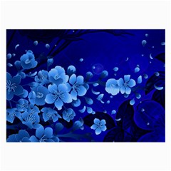 Floral Design, Cherry Blossom Blue Colors Large Glasses Cloth