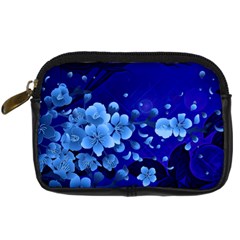 Floral Design, Cherry Blossom Blue Colors Digital Camera Cases by FantasyWorld7