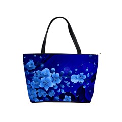 Floral Design, Cherry Blossom Blue Colors Shoulder Handbags