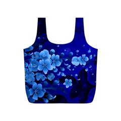 Floral Design, Cherry Blossom Blue Colors Full Print Recycle Bags (s)  by FantasyWorld7