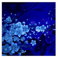 Floral Design, Cherry Blossom Blue Colors Large Satin Scarf (Square)