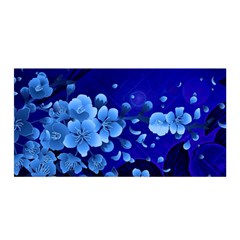 Floral Design, Cherry Blossom Blue Colors Satin Wrap