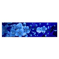 Floral Design, Cherry Blossom Blue Colors Satin Scarf (Oblong)