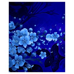 Floral Design, Cherry Blossom Blue Colors Drawstring Bag (Small)