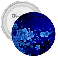 Floral Design, Cherry Blossom Blue Colors 3  Buttons